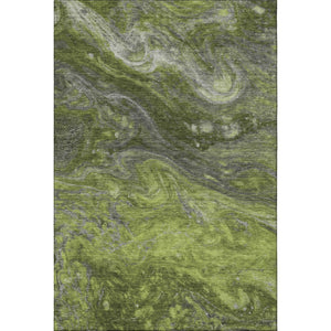 HomeRoots 5' X 8' Abstract Washable Area Rug in Green, Gray & Ivory - UV Protected, Durable & Easy-Care Design 650844