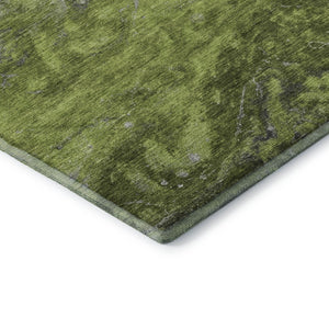 HomeRoots 8' Stylish Green, Gray & Ivory Abstract Round Rug - Washable, UV-Protected, Family-Friendly Design 650845