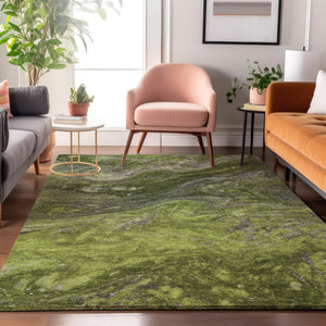 HomeRoots 10' X 14' Green Gray Ivory Abstract Area Rug – Stylish, Durable, Washable & UV-Resistant for Homes 650848