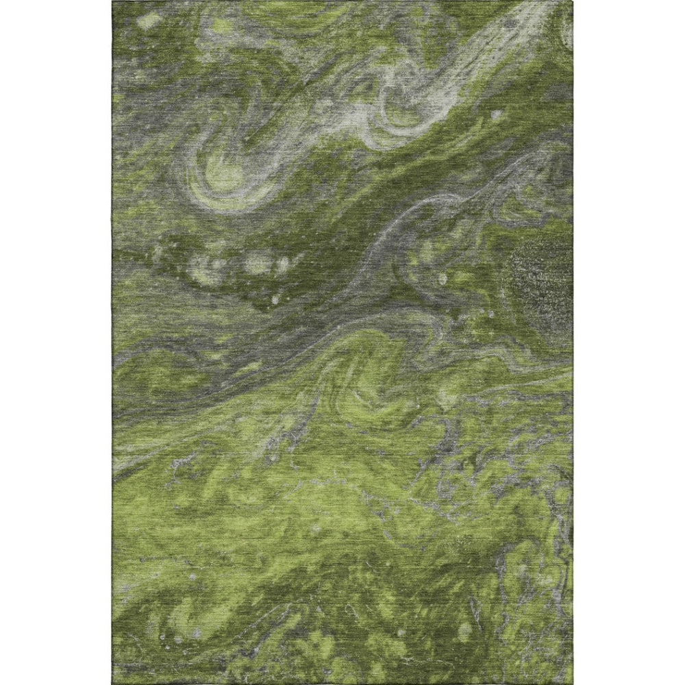 HomeRoots 10' X 14' Green Gray Ivory Abstract Area Rug – Stylish, Durable, Washable & UV-Resistant for Homes 650848