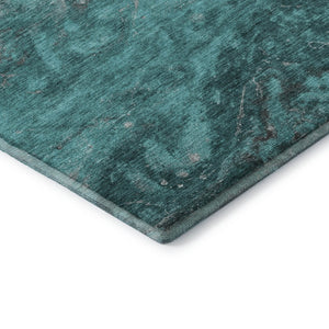 HomeRoots 5' X 8' Modern Teal Gray Ivory Abstract Area Rug - Washable, UV Protected, Stylish & Durable Design 650850