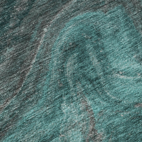 HomeRoots 5' X 8' Modern Teal Gray Ivory Abstract Area Rug - Washable, UV Protected, Stylish & Durable Design 650850