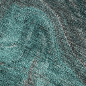 HomeRoots 5' X 8' Modern Teal Gray Ivory Abstract Area Rug - Washable, UV Protected, Stylish & Durable Design 650850
