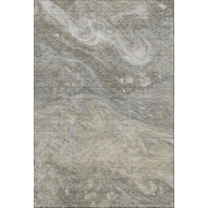 HomeRoots 5' X 8' Modern Taupe Gray & Ivory Abstract Area Rug - Washable, UV-Protected, Durable Design! 650856