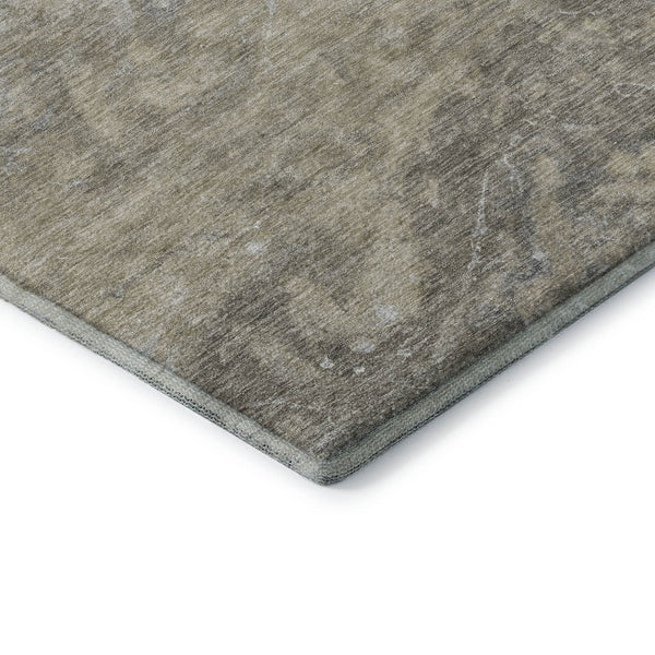 HomeRoots 8' Taupe Gray and Ivory Abstract Round Rug - Washable, Stain Resistant, UV Protected for Modern Spaces 650857