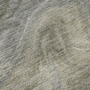HomeRoots 8' Taupe Gray and Ivory Abstract Round Rug - Washable, Stain Resistant, UV Protected for Modern Spaces 650857