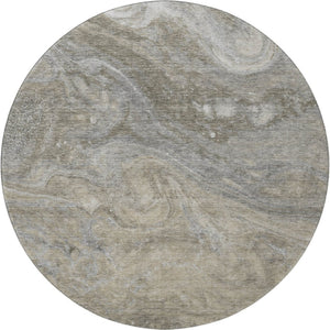 HomeRoots 8' Taupe Gray and Ivory Abstract Round Rug - Washable, Stain Resistant, UV Protected for Modern Spaces 650857