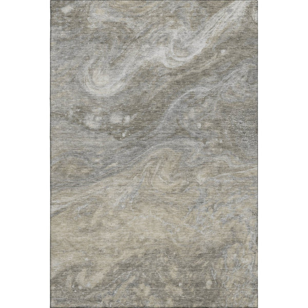 HomeRoots 8' X 10' Taupe Gray and Ivory Abstract Washable Area Rug with UV Protection for Modern Spaces 650858