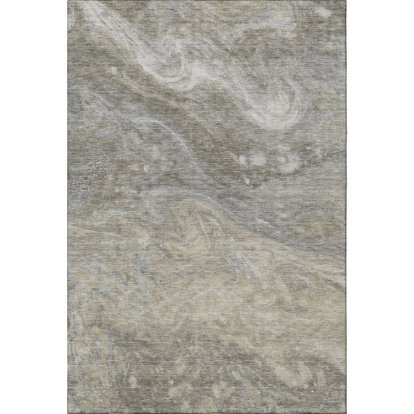 HomeRoots 10' X 14' Taupe Gray and Ivory Abstract Area Rug - Washable, UV Protected, Perfect for Busy Homes 650860