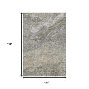 HomeRoots 10' X 14' Taupe Gray and Ivory Abstract Area Rug - Washable, UV Protected, Perfect for Busy Homes 650860