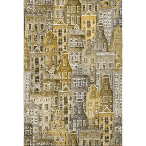 HomeRoots 5' X 8' Abstract Geometric Area Rug in Brown, Gray & Ivory - Washable, UV-Protected, Stylish Design 650862