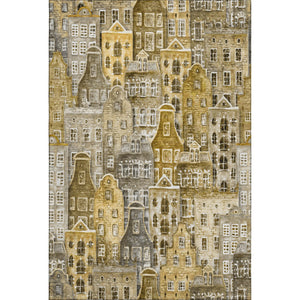 HomeRoots 9' X 12' Washable Brown Gray Ivory Area Rug with Abstract Geometric Design & UV Protection Features 650865