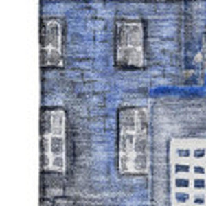HomeRoots 10' Blue Gray & Ivory Abstract Geometric Washable Area Rug - Durable, Stain-Resistant, UV-Protected 650872