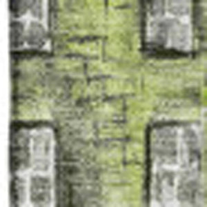 HomeRoots 5' X 8' Stylish Green Gray Ivory Abstract Geometric Area Rug - Washable, UV Protected, Durable Design 650874