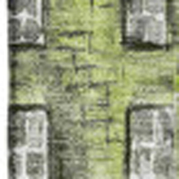 HomeRoots 5' X 8' Stylish Green Gray Ivory Abstract Geometric Area Rug - Washable, UV Protected, Durable Design 650874