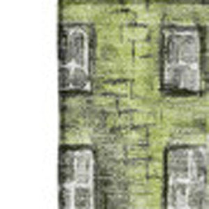 HomeRoots 8' X 10' Stylish Green Gray Ivory Abstract Washable Area Rug - Durable, UV Protected, Easy Care! 650876