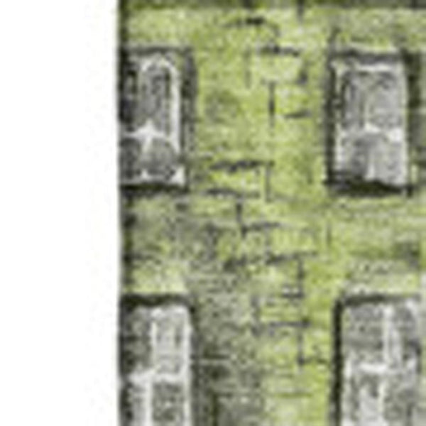 HomeRoots 8' X 10' Stylish Green Gray Ivory Abstract Washable Area Rug - Durable, UV Protected, Easy Care! 650876