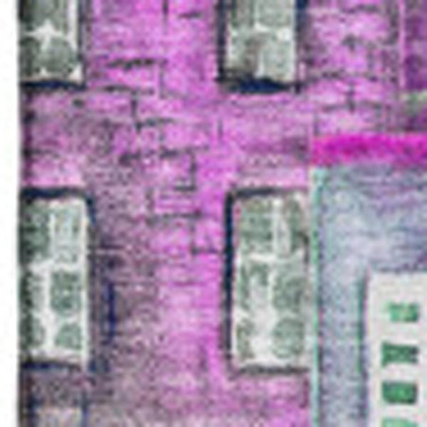 HomeRoots 5' X 8' Washable Abstract Geometric Area Rug in Vibrant Purple, Green & Pink with UV Protection 650886