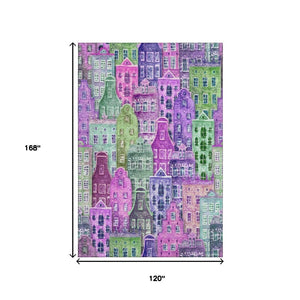 HomeRoots 10' X 14' Vibrant Abstract Geometric Area Rug - Washable, Stain-Resistant & UV Protected for Homes 650890