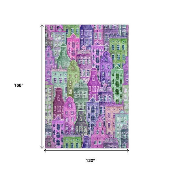 HomeRoots 10' X 14' Vibrant Abstract Geometric Area Rug - Washable, Stain-Resistant & UV Protected for Homes 650890