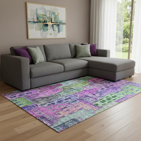 HomeRoots 10' X 14' Vibrant Abstract Geometric Area Rug - Washable, Stain-Resistant & UV Protected for Homes 650890