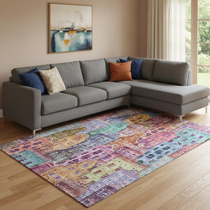 HomeRoots 8' X 10' Vibrant Abstract Geometric Area Rug - Washable, UV Protected & Perfect for Busy Homes! 650894