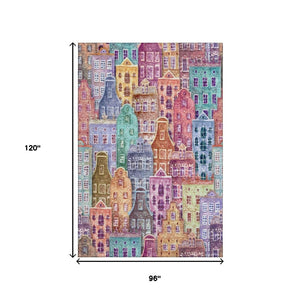 HomeRoots 8' X 10' Vibrant Abstract Geometric Area Rug - Washable, UV Protected & Perfect for Busy Homes! 650894