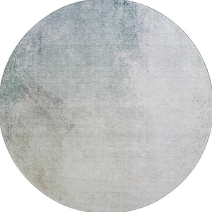 HomeRoots 8' Beige and Ivory Abstract Round Washable Rug with UV Protection for Modern High-Traffic Spaces 650899