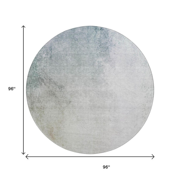 HomeRoots 8' Beige and Ivory Abstract Round Washable Rug with UV Protection for Modern High-Traffic Spaces 650899