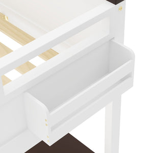 English Elm Queen Size Loft Bed With Desk, Usb Charging, Storage Box & Open Shelves For Organized Living Space N7090005002W-GIGA
