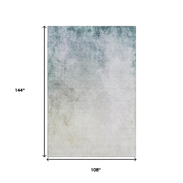 HomeRoots 9' X 12' Beige & Ivory Abstract Area Rug - Durable, Washable, UV-Protected, Perfect for High-Traffic Areas 650901