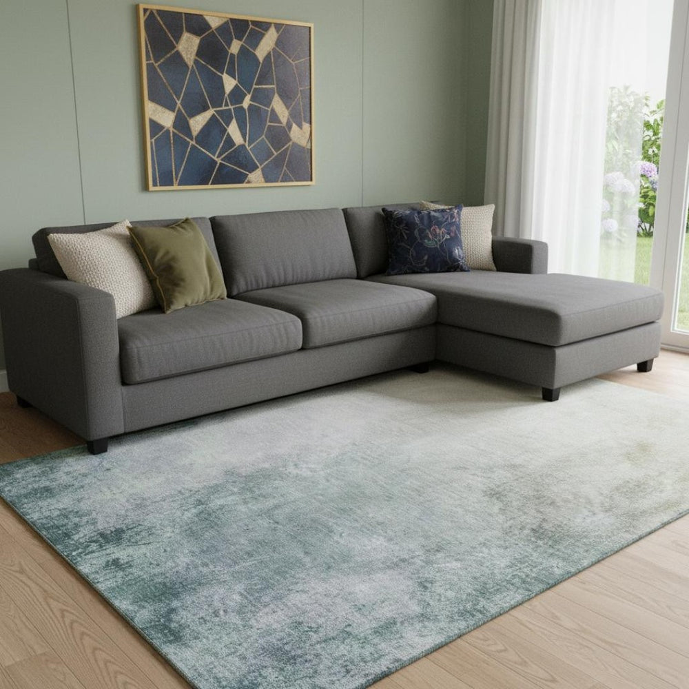 HomeRoots 9' X 12' Beige & Ivory Abstract Area Rug - Durable, Washable, UV-Protected, Perfect for High-Traffic Areas 650901