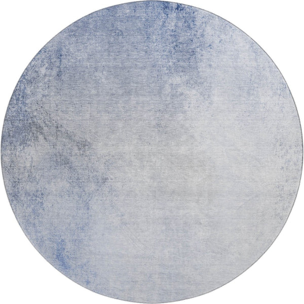 HomeRoots 8' Blue And Ivory Abstract Round Rug - Washable, UV Resistant, Stain-Proof for Modern Homes 650905