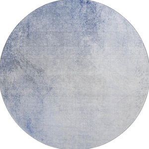 HomeRoots 8' Blue And Ivory Abstract Round Rug - Washable, UV Resistant, Stain-Proof for Modern Homes 650905
