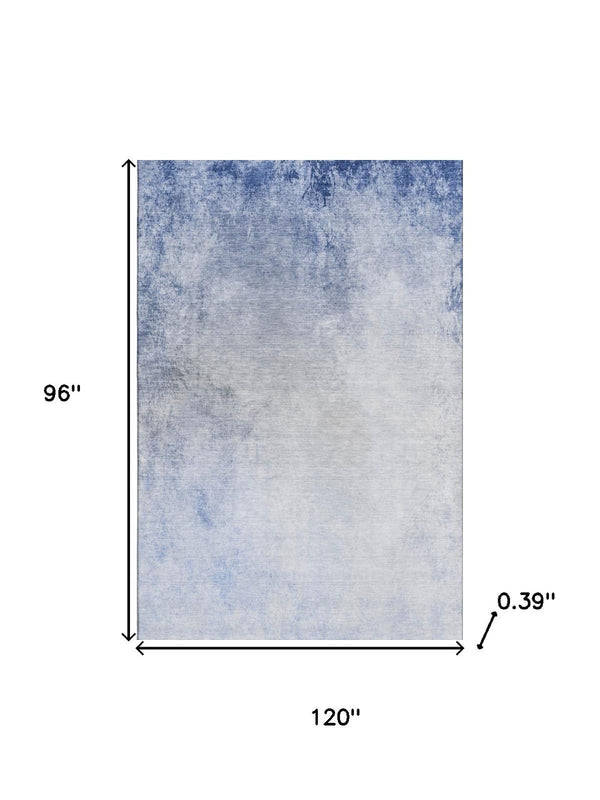 HomeRoots 8' X 10' Abstract Blue and Ivory Area Rug – Washable, UV Protected, Perfect for Busy Homes & Style! 650906