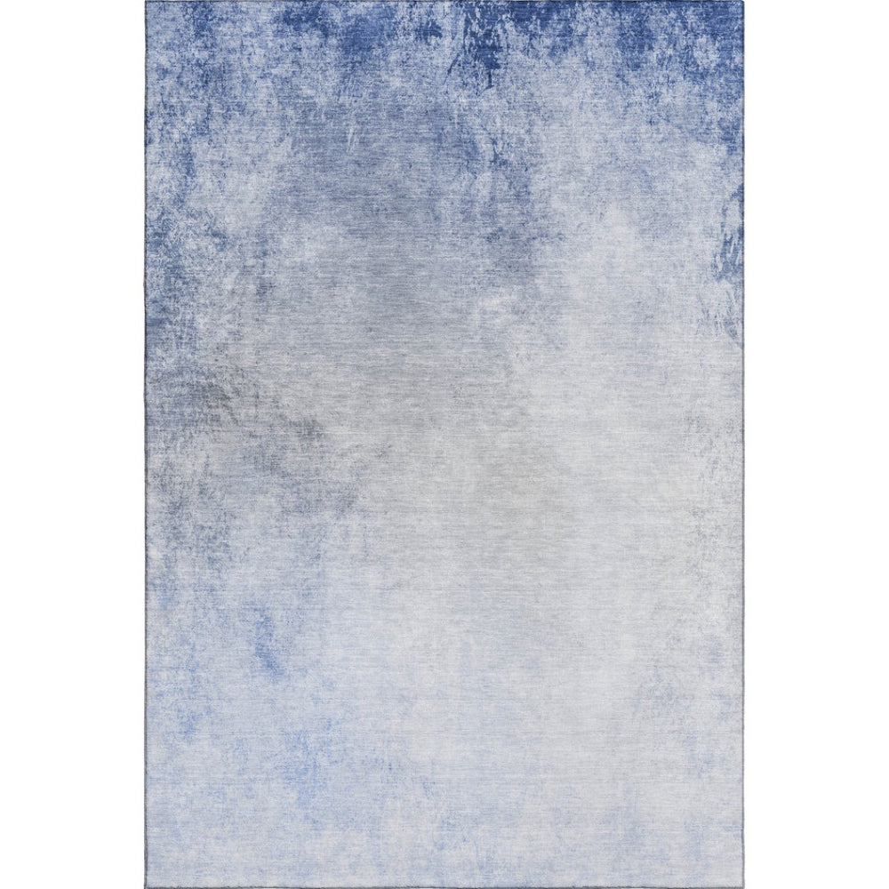 HomeRoots 10' Blue and Ivory Abstract Washable Area Rug – UV Protected, Durable, Ideal for High-Traffic Spaces 650908