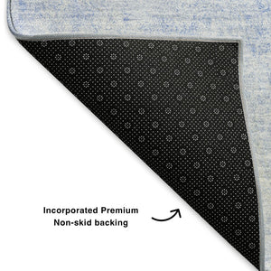 HomeRoots 10' Blue and Ivory Abstract Washable Area Rug – UV Protected, Durable, Ideal for High-Traffic Spaces 650908