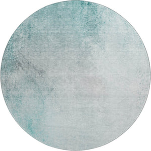 HomeRoots 8' Teal And Ivory Abstract Round Rug – Washable, UV-Protected, Stylish & Durable for Active Homes! 650911