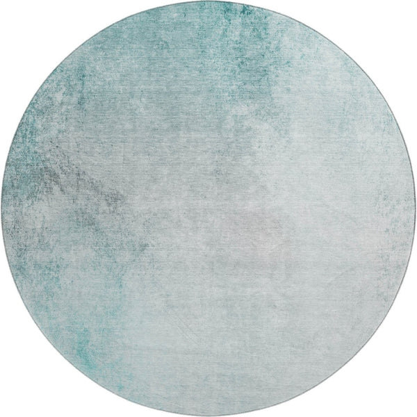 HomeRoots 8' Teal And Ivory Abstract Round Rug – Washable, UV-Protected, Stylish & Durable for Active Homes! 650911