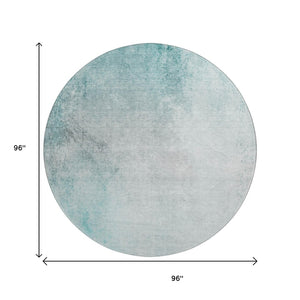 HomeRoots 8' Teal And Ivory Abstract Round Rug – Washable, UV-Protected, Stylish & Durable for Active Homes! 650911