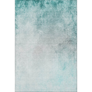 HomeRoots 9' X 12' Teal And Ivory Abstract Area Rug | Washable, UV Protected, Durable & Stylish for Homes 650913