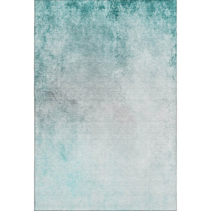 HomeRoots 10' X 14' Teal and Ivory Abstract Area Rug - Washable, UV-Protected, Stain-Resistant for Modern Spaces 650914