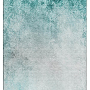 HomeRoots 10' X 14' Teal and Ivory Abstract Area Rug - Washable, UV-Protected, Stain-Resistant for Modern Spaces 650914