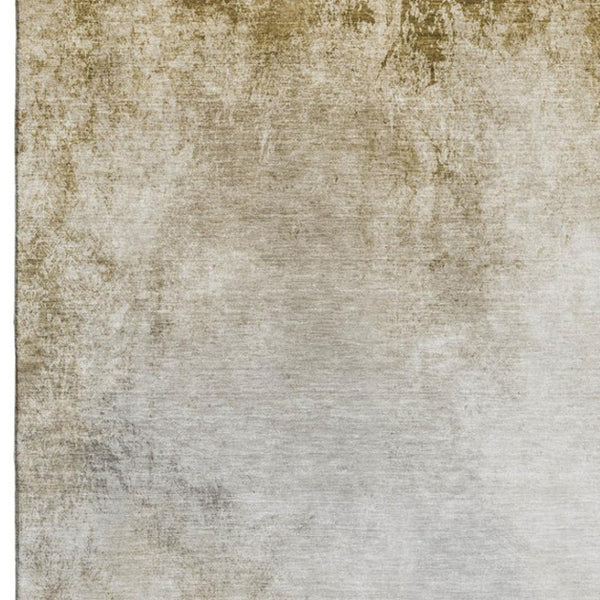 HomeRoots 5' X 8' Taupe and Ivory Abstract Washable Area Rug with UV Protection for Modern Living Spaces 650916