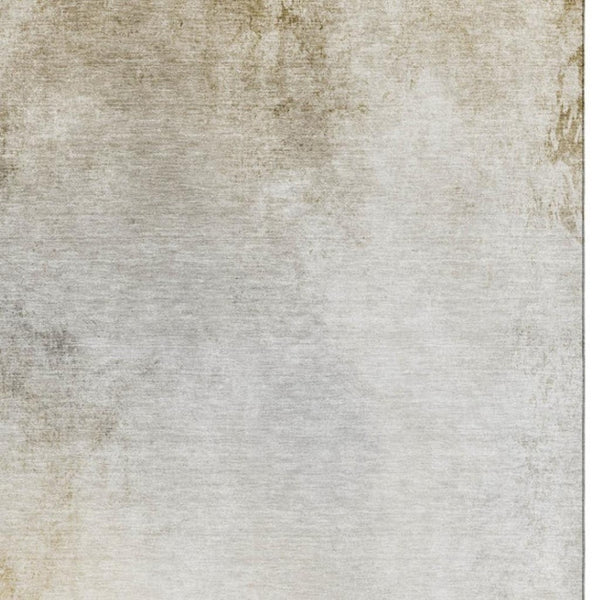 HomeRoots 5' X 8' Taupe and Ivory Abstract Washable Area Rug with UV Protection for Modern Living Spaces 650916