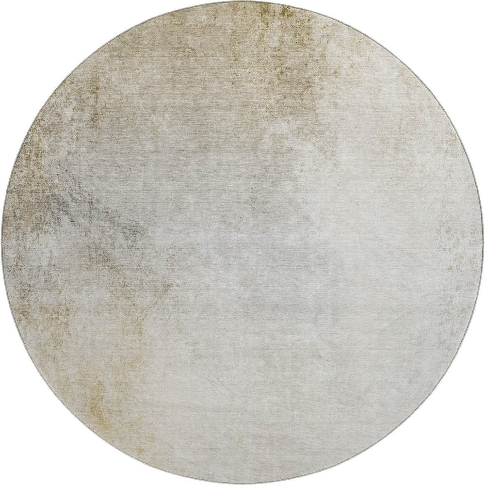HomeRoots 8' Taupe and Ivory Round Rug - Washable, UV Protected, Durable, Ideal for Family Rooms & Play Areas 650917