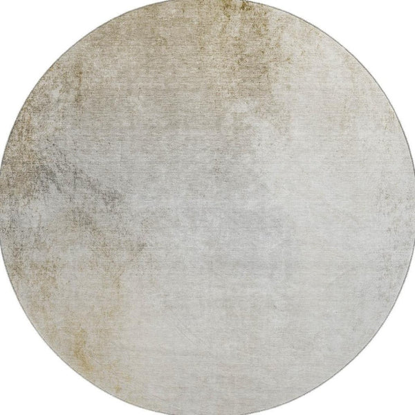 HomeRoots 8' Taupe and Ivory Round Rug - Washable, UV Protected, Durable, Ideal for Family Rooms & Play Areas 650917