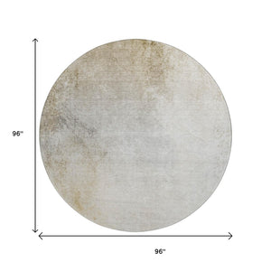 HomeRoots 8' Taupe and Ivory Round Rug - Washable, UV Protected, Durable, Ideal for Family Rooms & Play Areas 650917