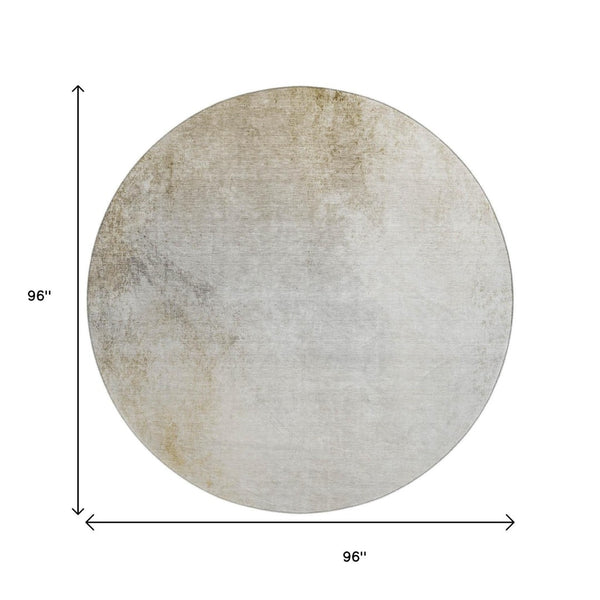 HomeRoots 8' Taupe and Ivory Round Rug - Washable, UV Protected, Durable, Ideal for Family Rooms & Play Areas 650917
