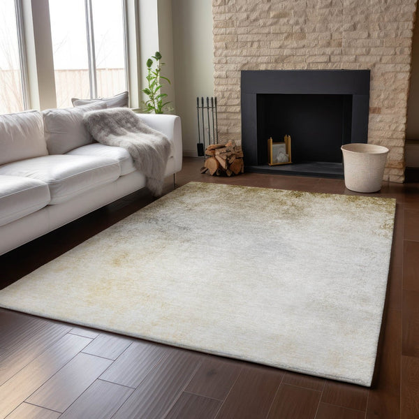 HomeRoots 8' X 10' Taupe And Ivory Abstract Washable Area Rug - UV Protected, Durable, Easy-Care Design for Homes 650918